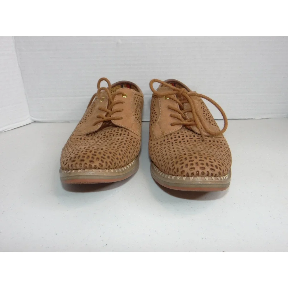 Tommy Hilfiger Raenay Tan Leather‎ Perforated Oxford Lace Up Flats Shoes 6M